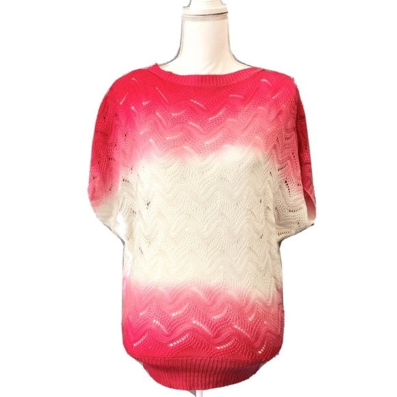 Love Culture Tops - Love Culture Pink Knitted Short Sleeve Top Women’s M/L